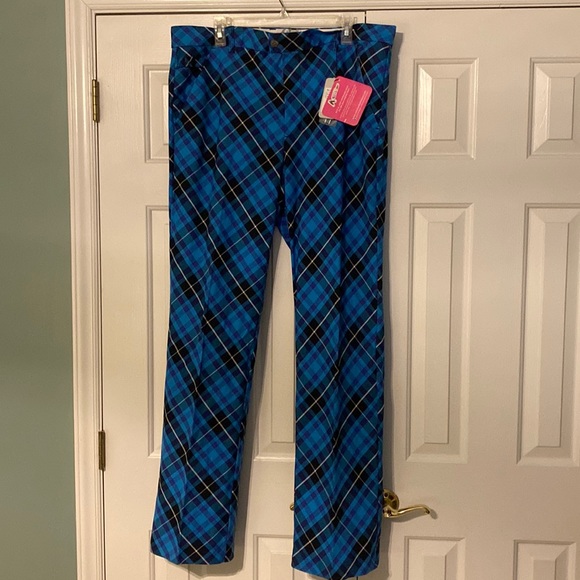 Royal & Awesome Pants Mens Royal Awesome Golf Pants Blue Plaid